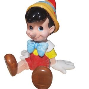 VTG 12" Pinocchio Ceramic Figurine Collectible Live Boy painted version w music